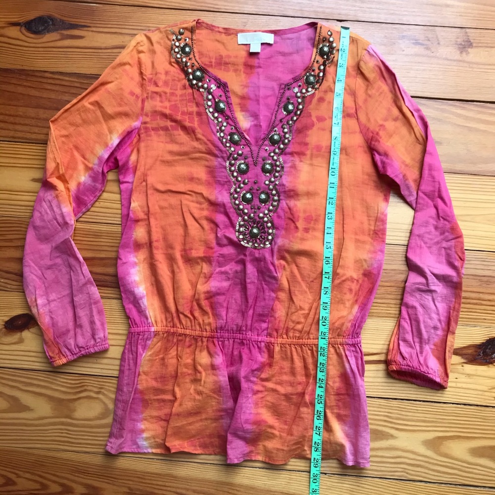 Michael Michael Kors Pink Orange Cotton Beaded Tunic Top, EUC, S - Picture 10 of 14